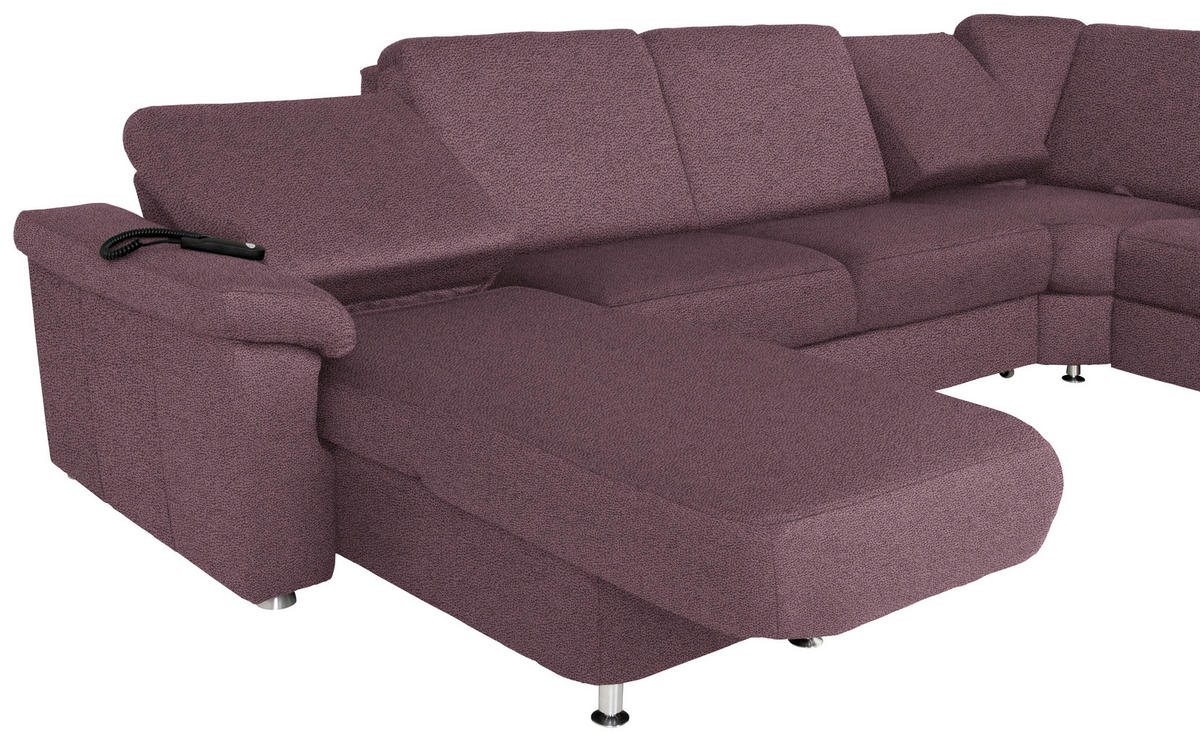 WOHNLANDSCHAFT in Flachgewebe Violett  - Chromfarben/Violett, Konventionell, Textil/Metall (163/336/240cm) - Beldomo System
