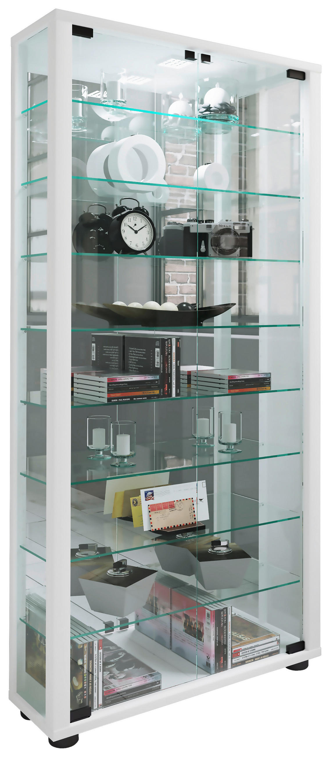 VITRINE in Weiss  - Weiss, Modern, Glas/Holzwerkstoff (59/114,8/18cm) - MID.YOU