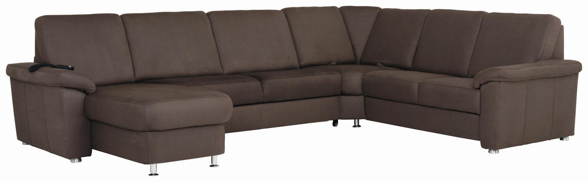 SEDACIA SÚPRAVA, textil, tmavohnedá - tmavohnedá/chrómová, Konventionell, kov/textil (163/336/240cm) - Beldomo System