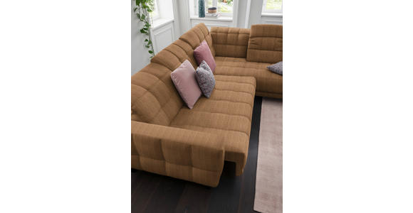 ECKSOFA in Webstoff Braun  - Schwarz/Braun, Design, Holz/Textil (302/216cm) - Xora