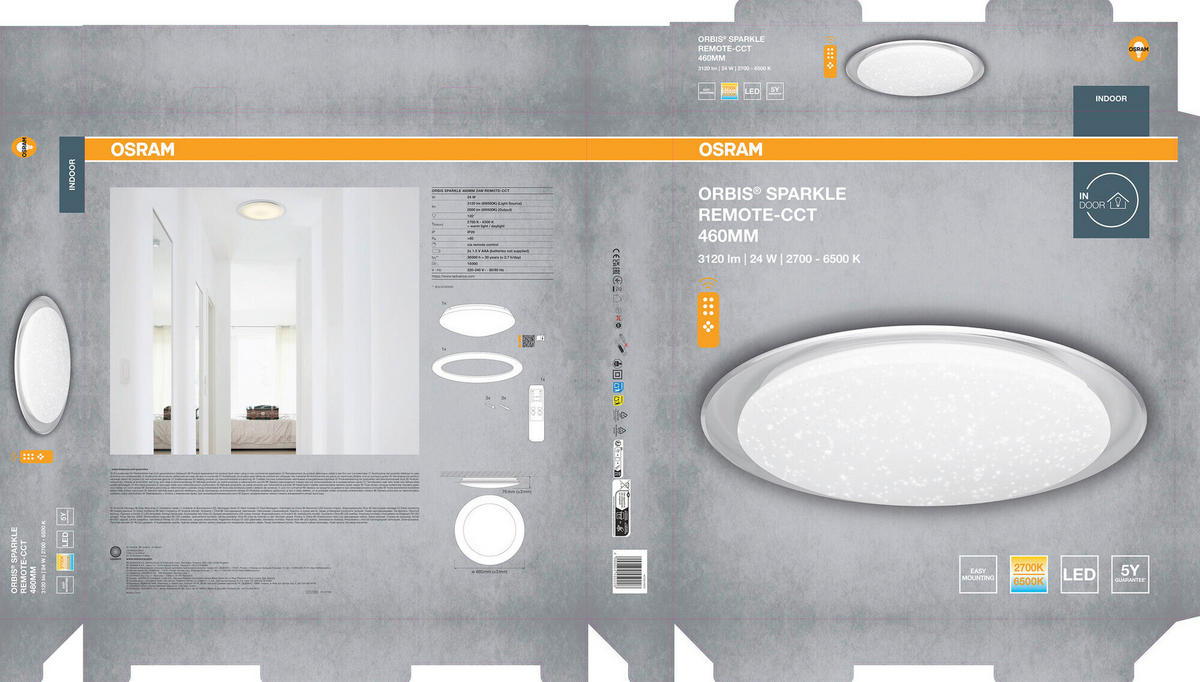 LED-DECKENLEUCHTE 50/9,1 cm   - Weiß, Basics, Kunststoff/Metall (50/9,1cm) - Osram