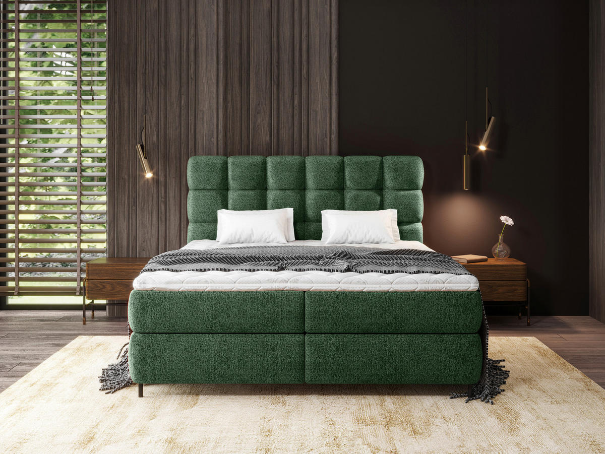 BOXSPRINGBETT 160/200 cm  in Grün  - Schwarz/Grün, Trend, Textil/Metall (160/200cm) - Esposa