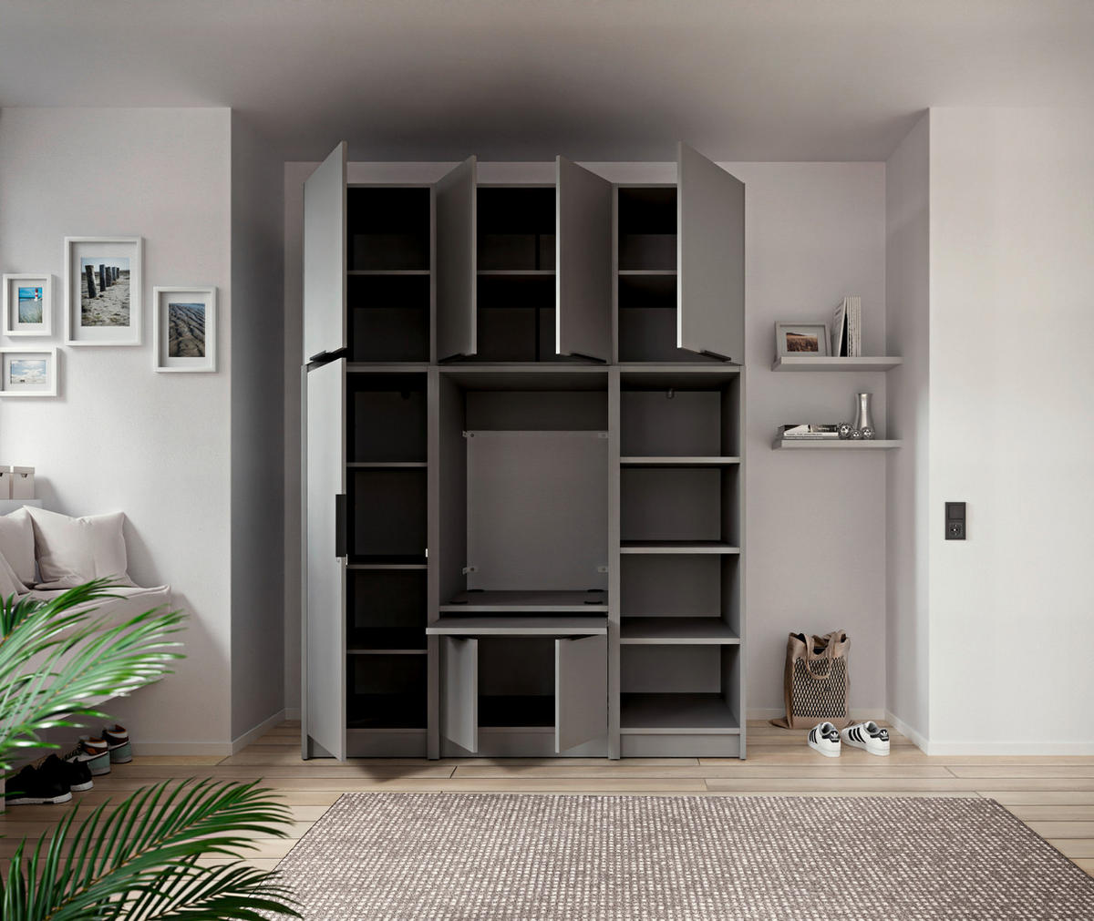 AUFSATZSCHRANK 50/70/68 cm   - Schwarz/Grau, Basics, Holzwerkstoff/Metall (50/70/68cm) - MID.YOU