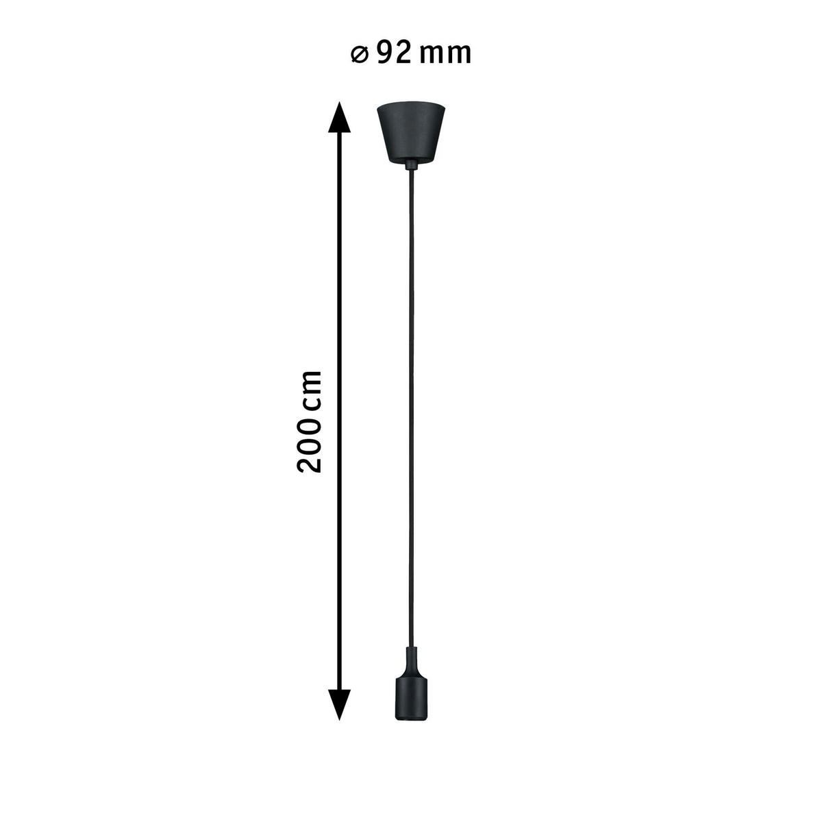 VISEČA SVETILKA        9,2/200 cm      E27 - črna, Basics, umetna masa (9,2/200cm)