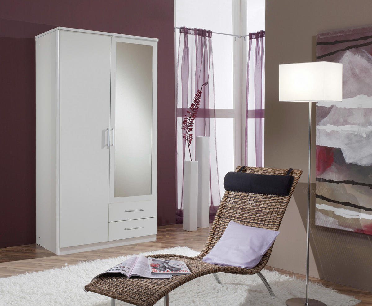 ŠATNÍ SKŘÍŇ SE ZRCADLEM, bílá, 90/199,5/58 cm - bílá/barvy hliníku, Konvenční, kompozitní dřevo/plast (90/199,5/58cm) - MID.YOU