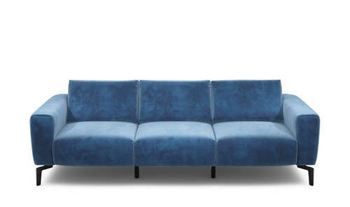 3-SITZER-SOFA in Samt Blau  - Blau/Schwarz, Design, Textil/Metall (250/86/86-94cm) - SENSOO