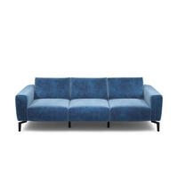 3-SITZER-SOFA in Samt Blau  - Blau/Schwarz, Design, Textil/Metall (250/86/86-94cm) - SENSOO