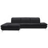 ECKSOFA in Echtleder Schwarz  - Silberfarben/Schwarz, Design, Leder/Metall (200/315cm) - Chilliano