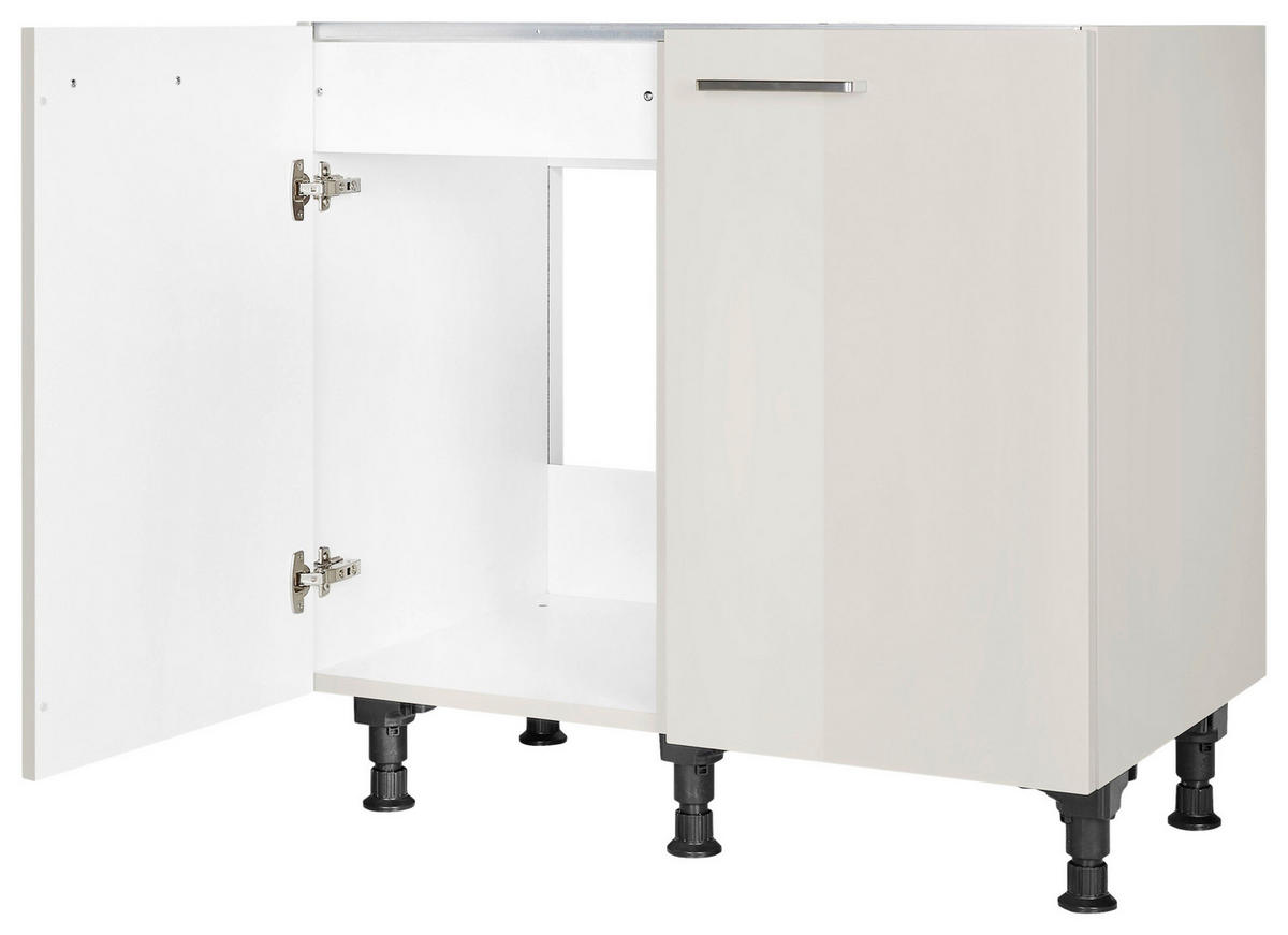 SPÜLENUNTERSCHRANK 90/87/56 cm  in Hellgrau  - Edelstahlfarben/Hellgrau, MODERN, Holzwerkstoff/Metall (90/87/56cm) - Nobilia