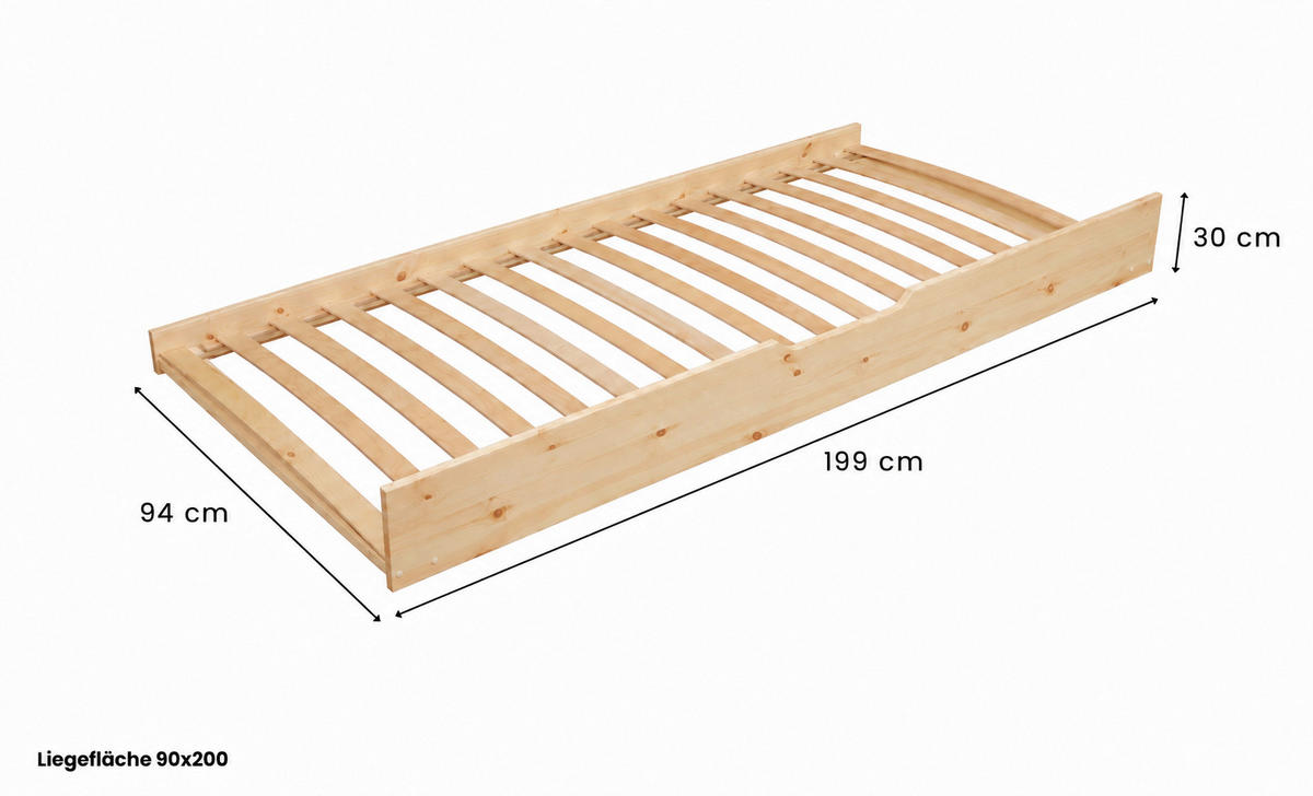 AUSZIEHBETT 120/200 cm Naturfarben  - Naturfarben, Modern, Holz (120/200cm) - MID.YOU
