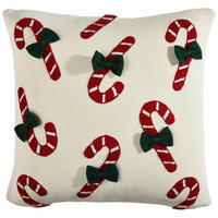 ZIERKISSEN CANDY 50/50 cm  - Rot/Creme, Textil (50/50cm) - X-Mas