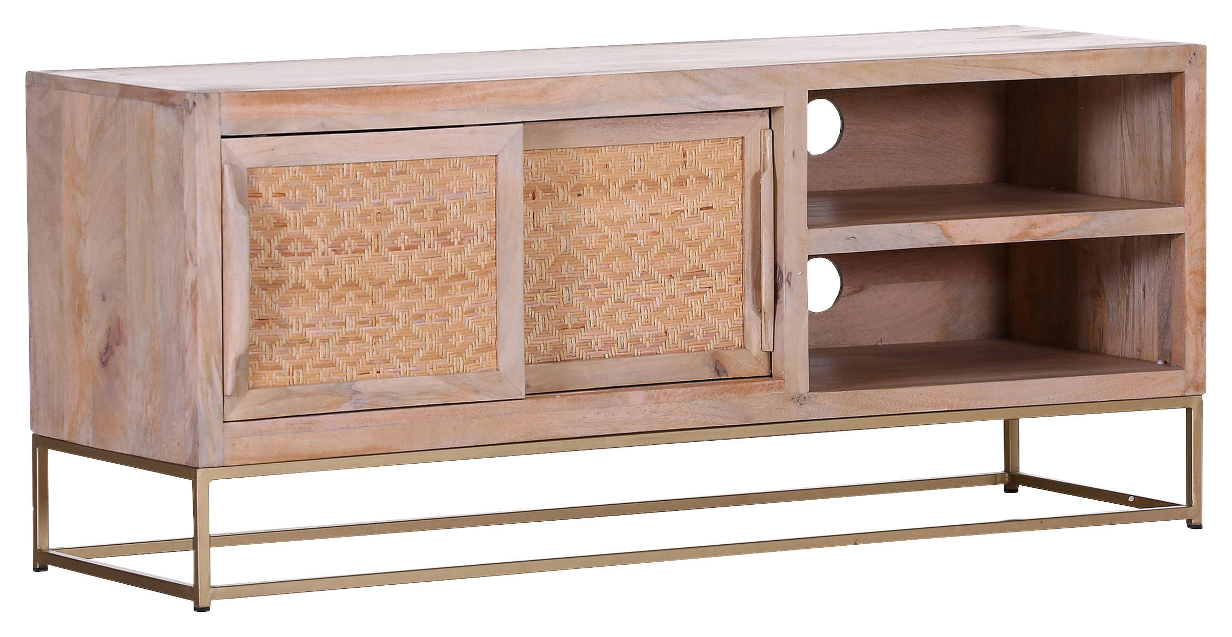 LOWBOARD in 130/55/42 cm - Goldfarben/Naturfarben, Natur, Holz/Metall (130/55/42cm)