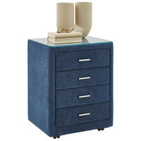 NACHTSCHRANK 50/64/41,5 cm  - Chromfarben/Blau, KONVENTIONELL, Glas/Textil (50/64/41,5cm) - Dieter Knoll