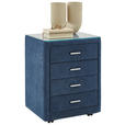 NACHTSCHRANK 50/64/41,5 cm  - Chromfarben/Blau, KONVENTIONELL, Glas/Textil (50/64/41,5cm) - Dieter Knoll