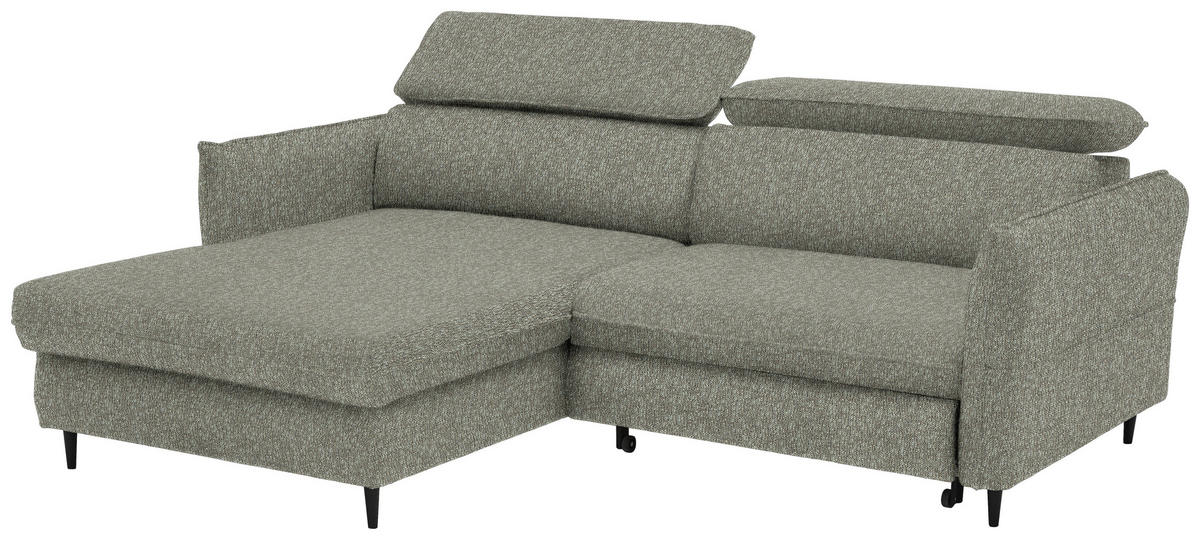 ECKSOFA inkl. Funktionen Grün, Hellgrau Struktur  - Hellgrau/Schwarz, Design, Holz/Textil (185/232cm) - Stylife