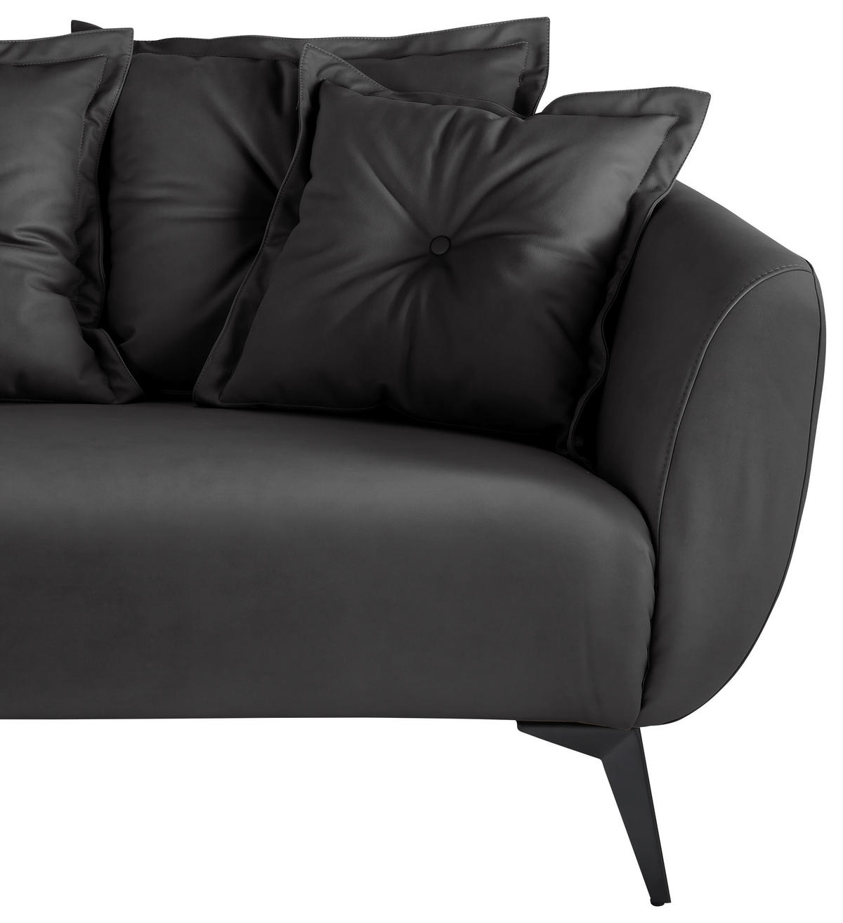 ECKSOFA in Lederlook Schwarz  - Schwarz, Modern, Textil/Metall (162/277cm) - Livetastic