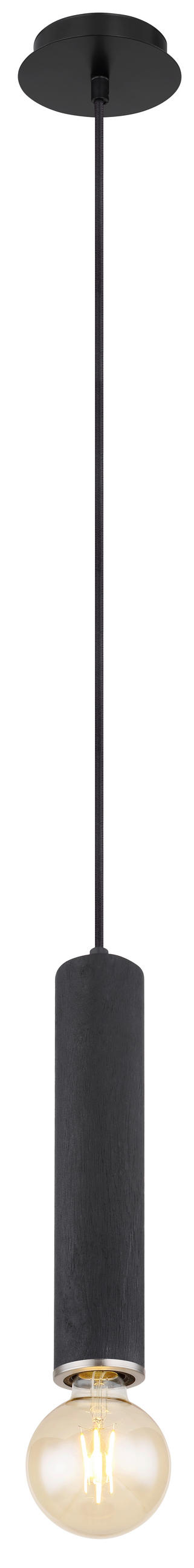 VISEČA SVETILKA  Marion      12/160 cm      E27 - črna/barve niklja, Basics, kovina/les (12/160cm) - Globo