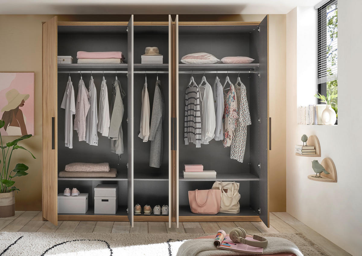 DREHTÜRENSCHRANK 250,8/227,7/60 cm,  in Eichefarben, Kaschmir, 5-türig  - Kaschmir/Eichefarben, Design, Holzwerkstoff/Metall (250,8/227,7/60cm) - Xora