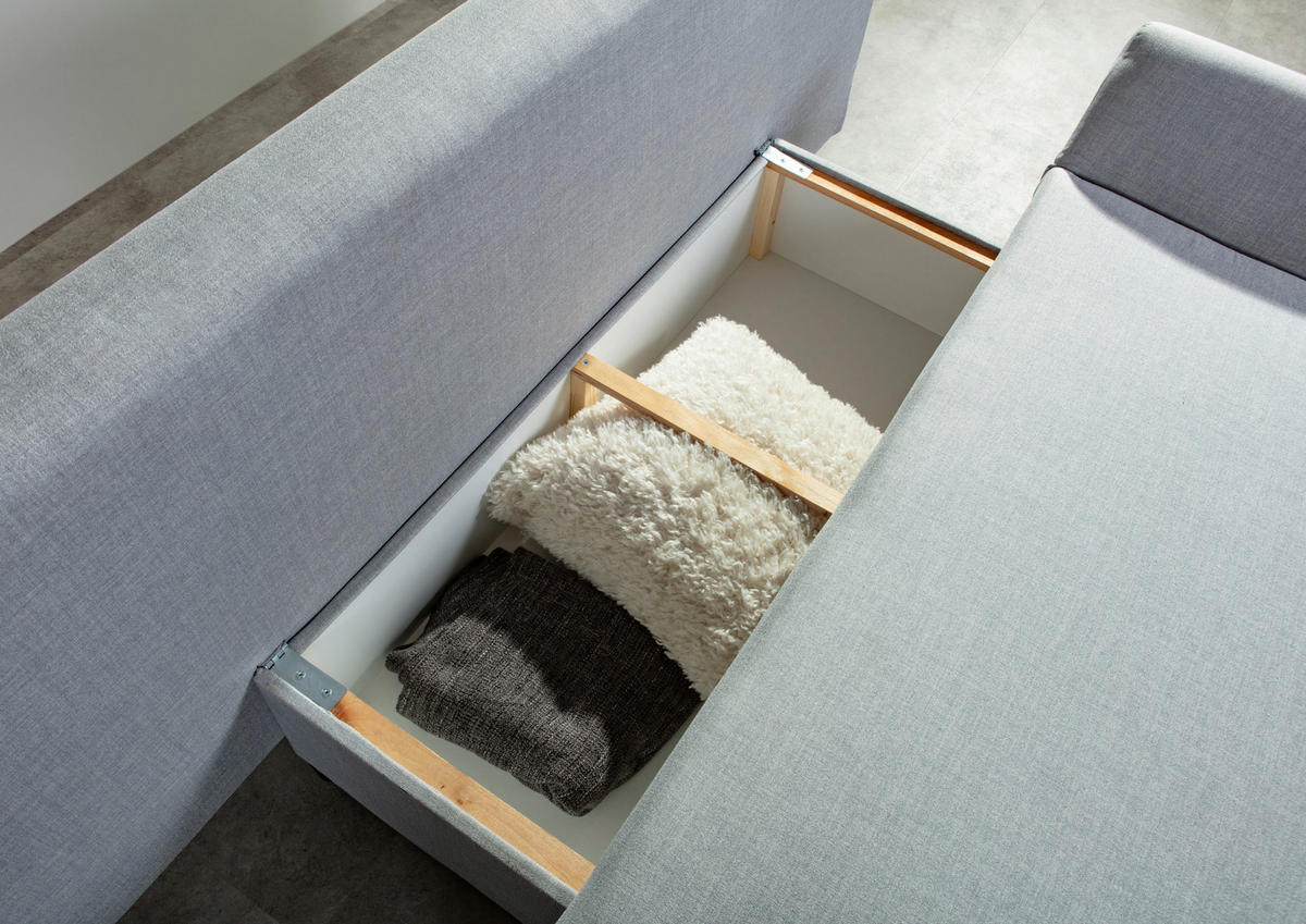 SCHLAFSOFA Flachgewebe Hellgrau  - Chromfarben/Hellgrau, Design, Kunststoff/Textil (194/73/91cm) - Xora