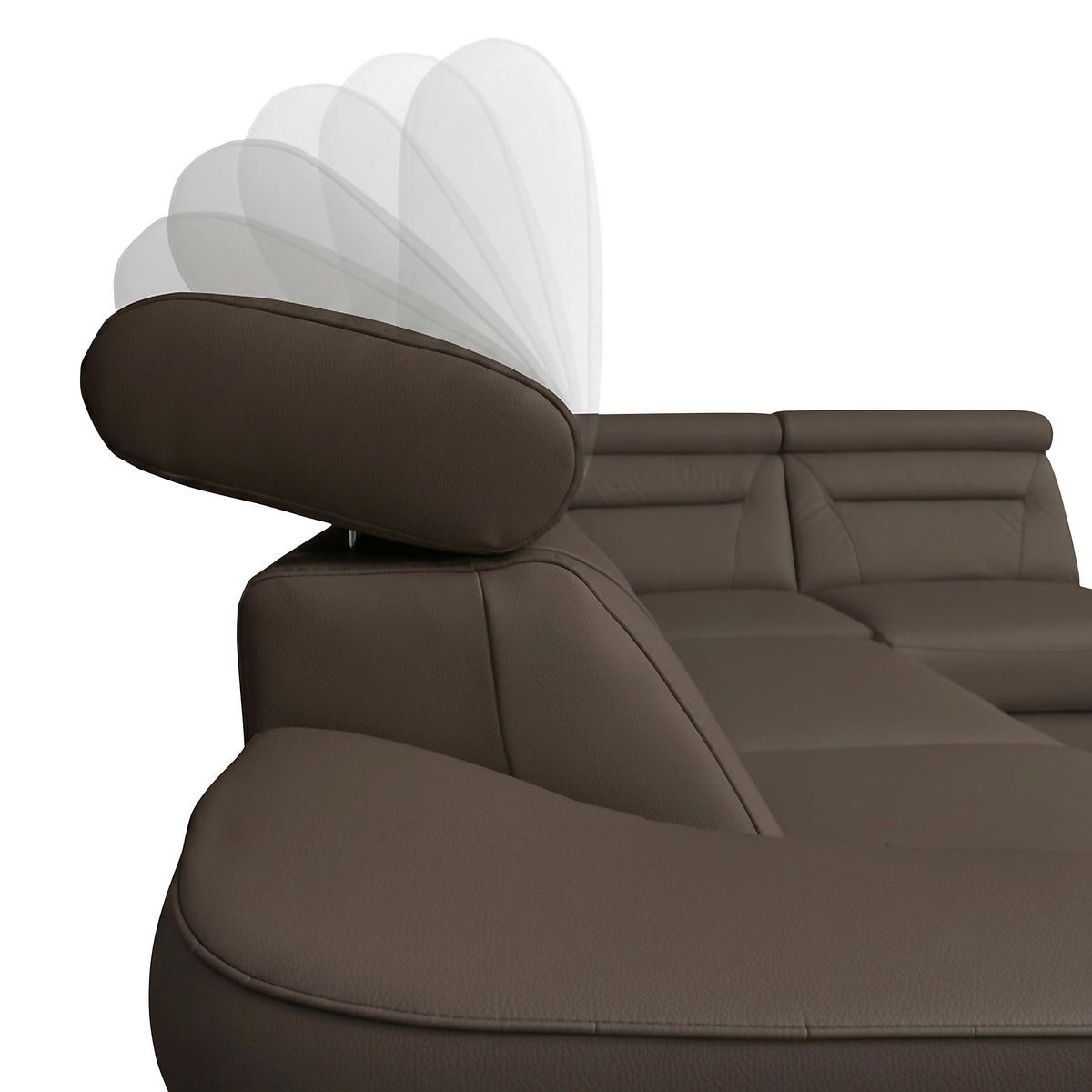 ECKSOFA  in Lederlook Echtleder Dunkelbraun  - Wengefarben/Dunkelbraun, Design, Leder/Holz (260/212cm) - Celina Home