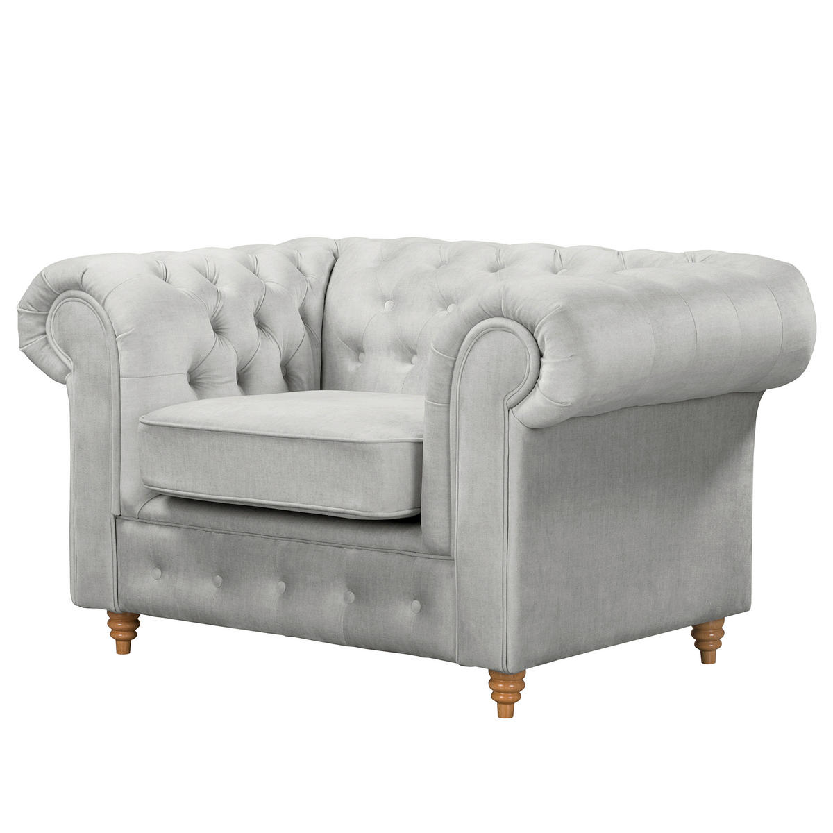 SESSEL Mikrofaser Hellgrau  - Hellgrau, Design, Holz/Textil (128/75/91cm) - P & B
