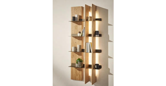 WANDPANEEL Bronzefarben, Wildeiche  74,9/167,6/25 cm  - Wildeiche/Bronzefarben, Natur, Holz/Metall (74,9/167,6/25cm) - Valnatura