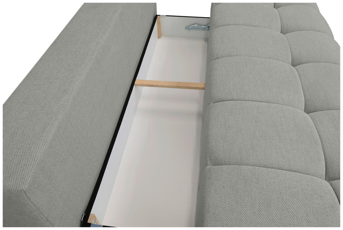 BOXSPRINGSOFA in Chenille Greige  - Greige/Schwarz, MODERN, Kunststoff/Textil (210/72/105cm) - Cantus