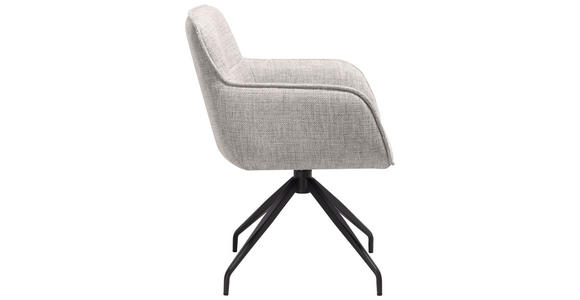 ARMLEHNSTUHL  in Eisen Mikrofaser  - Beige/Schwarz, Design, Textil/Metall (63/84/62cm) - Novel