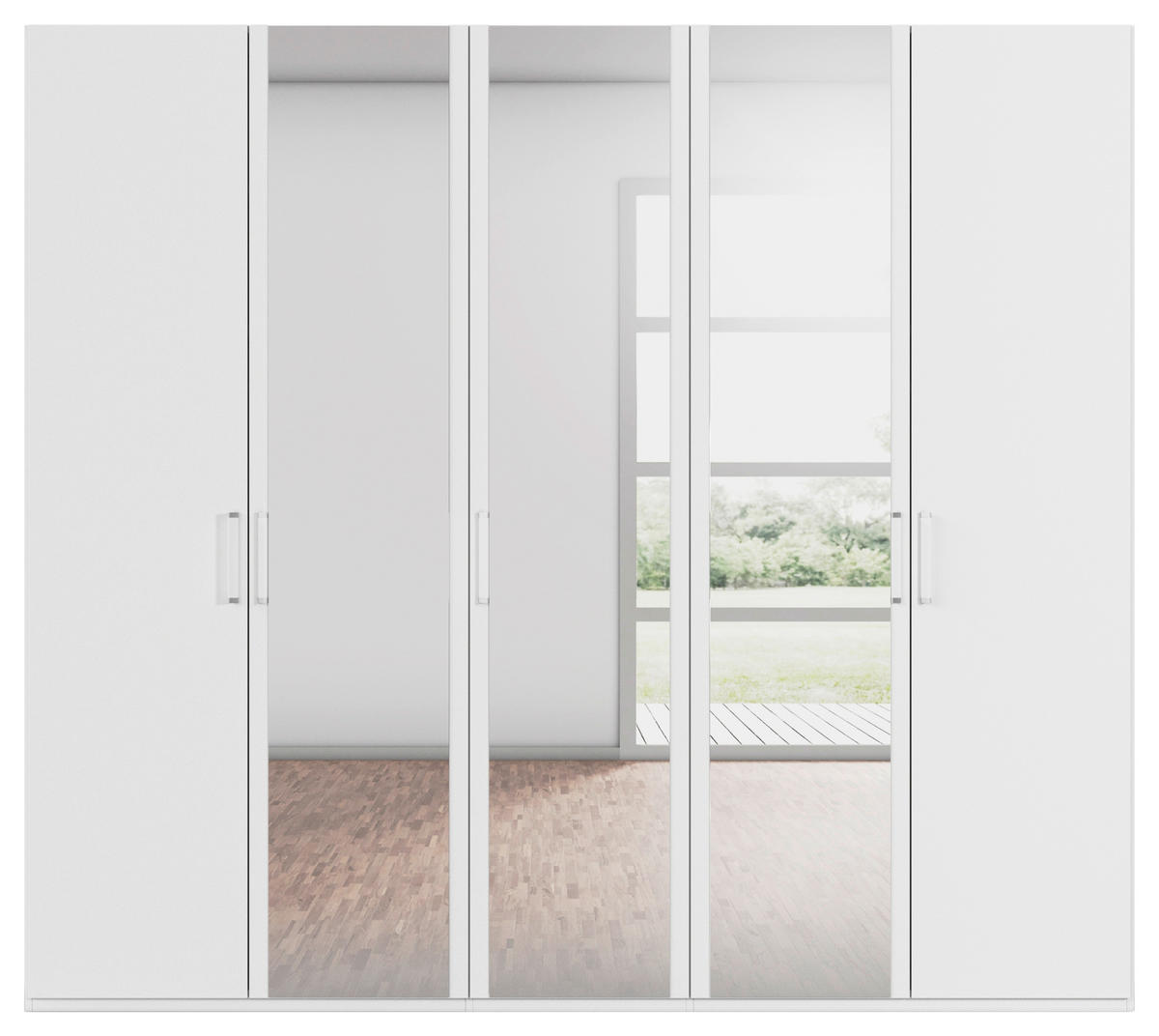 DREHTÜRENSCHRANK 251/223/60 cm 5-türig Weiß  - Weiß, Design, Glas/Holzwerkstoff (251/223/60cm) - Novel