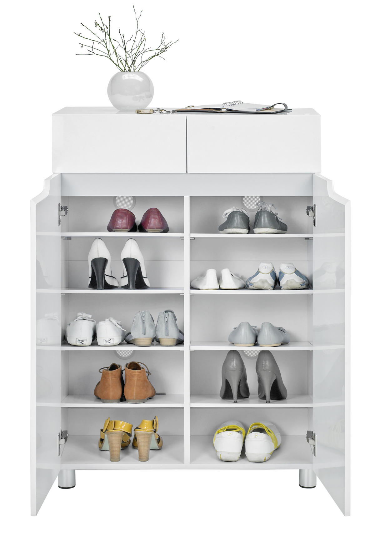 SCHUHSCHRANK Grau, Weiß  - Weiß/Grau, Design, Holzwerkstoff (76/105/31cm) - Xora