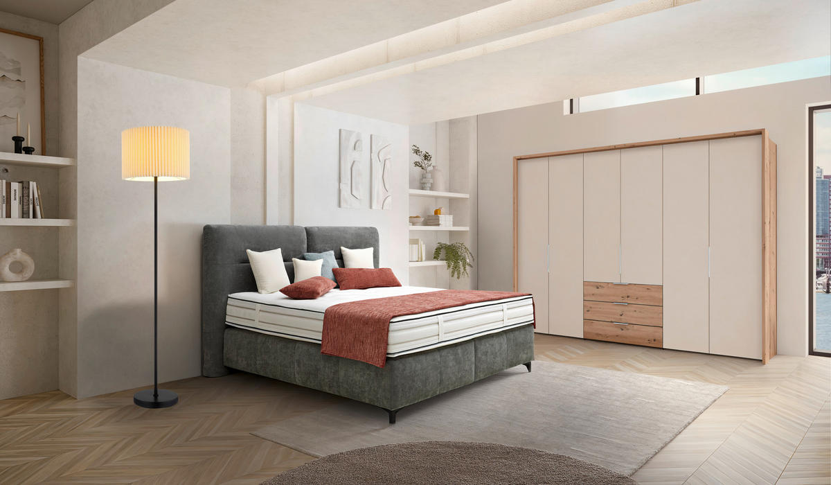 DREHTÜRENSCHRANK inkl. Zubehör 298/240/63 cm,  in Eiche Artisan, Elfenbein, 6-türig  - Elfenbein/Alufarben, Design, Holzwerkstoff/Metall (298/240/63cm) - Dieter Knoll