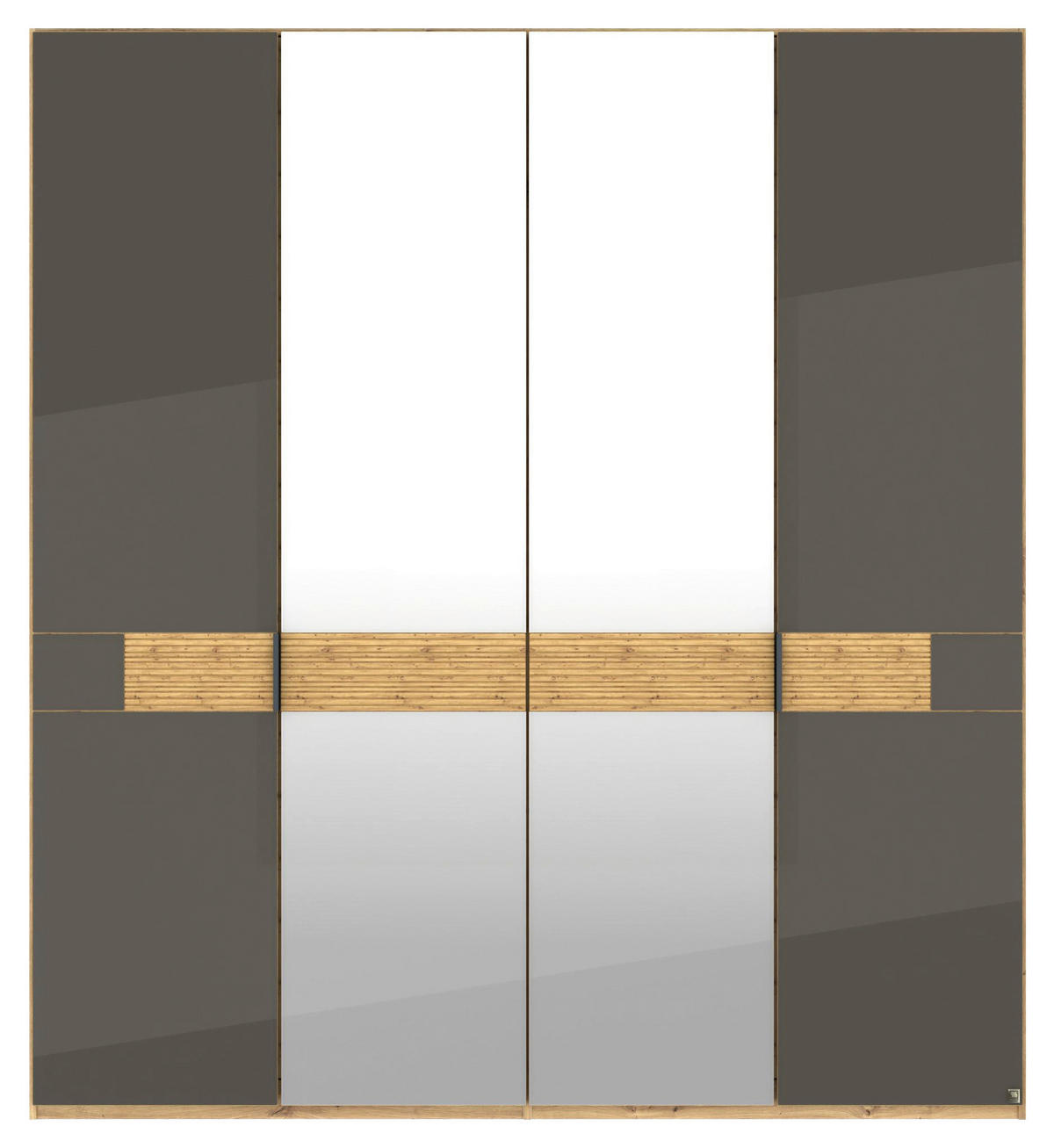 DREHTÜRENSCHRANK 200/216/58 cm,  in Braun, Eichefarben, 4 Tür(en)  - Schieferfarben/Eichefarben, Design, Glas/Holz (200/216/58cm) - Musterring