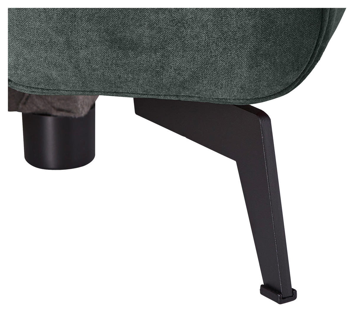 ECKSOFA in Chenille Dunkelgrün  - Dunkelgrün/Schwarz, Konventionell, Textil/Metall (257/275cm) - MID.YOU