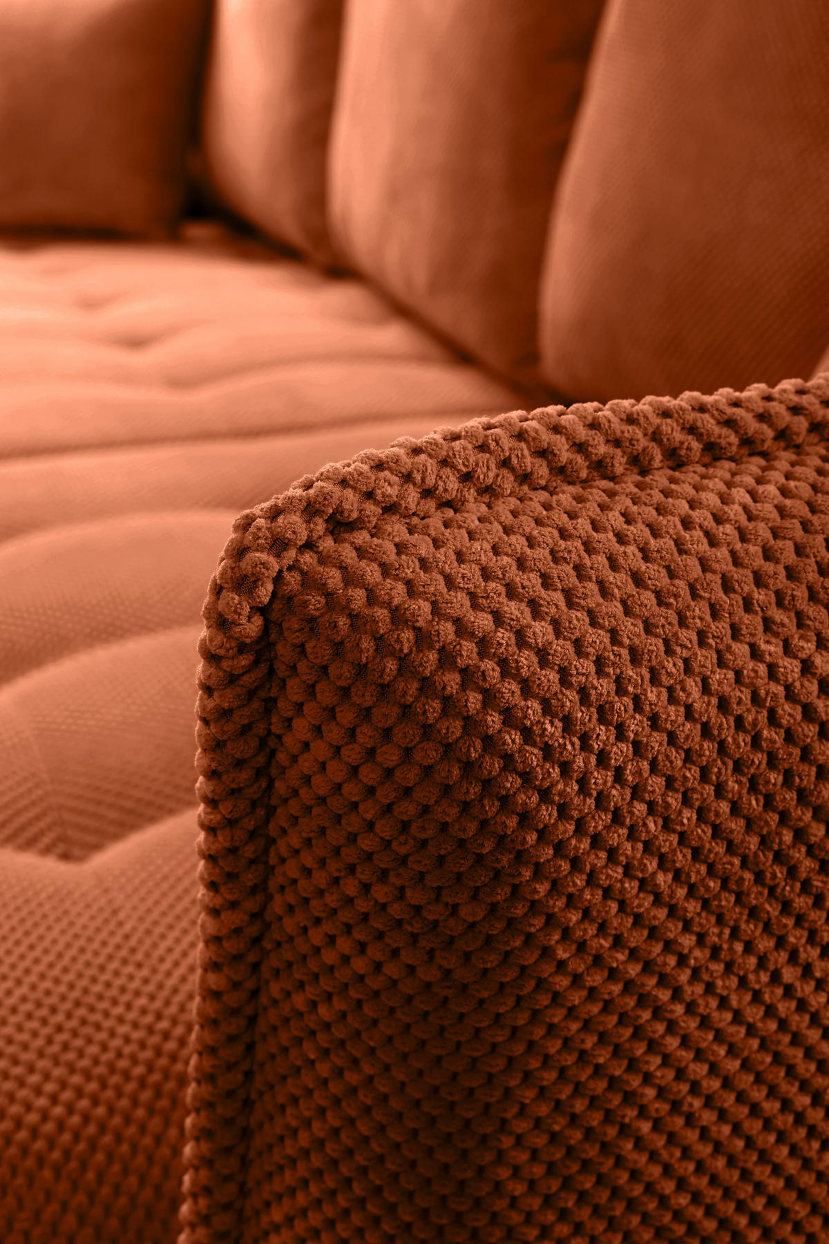 ECKSOFA in Chenille Rostfarben  - Rostfarben/Schwarz, Konventionell, Holz/Textil (290/160cm) - MID.YOU