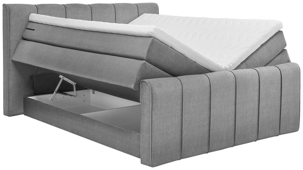 BOXSPRINGBETT 180/200 cm  in Grau  - Schwarz/Grau, KONVENTIONELL, Kunststoff/Textil (180/200cm) - SetOne by Musterring