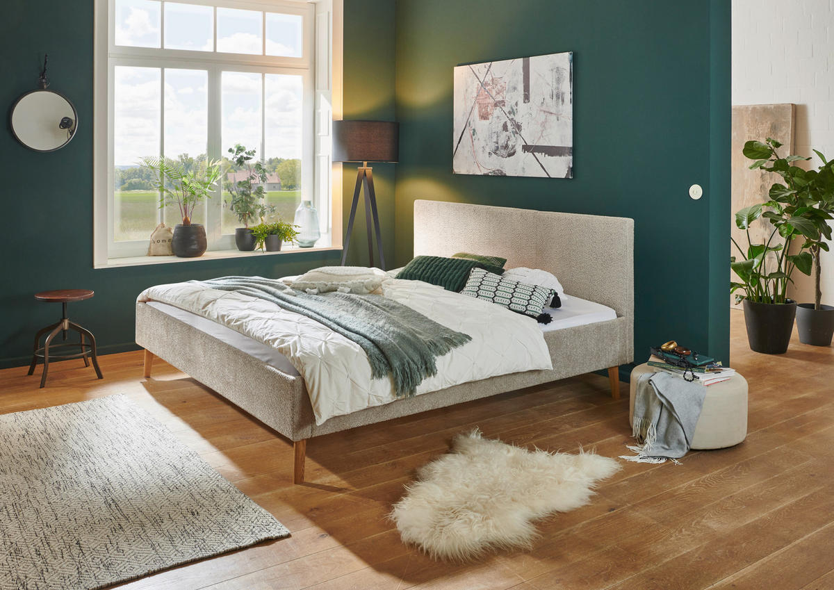 POLSTERBETT Taupe 180/200 cm  - Taupe/Eichefarben, Basics, Holz/Textil (180/200cm) - Boxxx