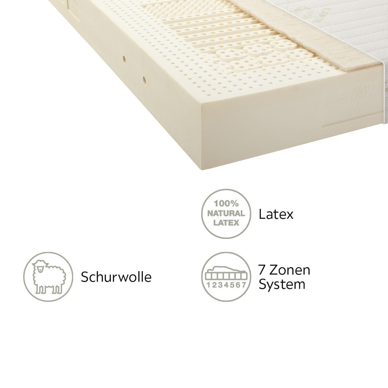 LATEXMATRATZE 90/200 cm  - Beige, Basics, Textil (90/200cm) - Joka