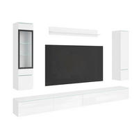 Ansamblu Mobilier Camera De Z, 5 piese, alb, alb lucios intens, 300/162/33 cm - alb/alb lucios intens, Basics, plastic/sticlă (300/162/33cm) - P & B