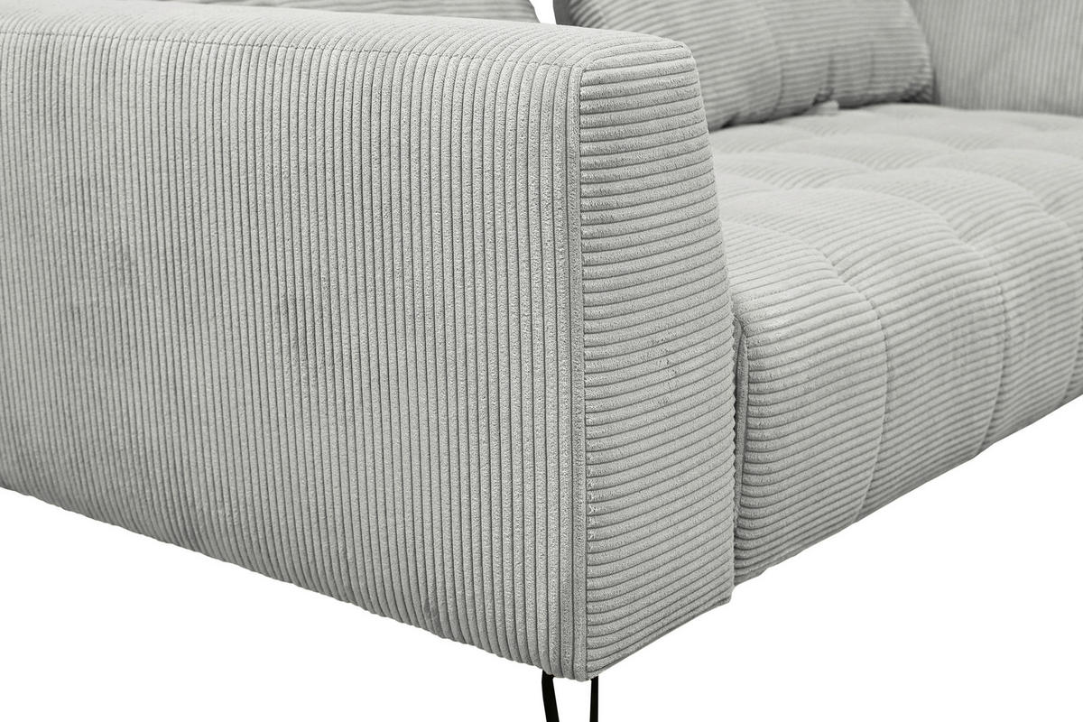 BIGSOFA Cord Hellgrau  - Hellgrau/Schwarz, KONVENTIONELL, Textil/Metall (246/100/116cm) - Carryhome