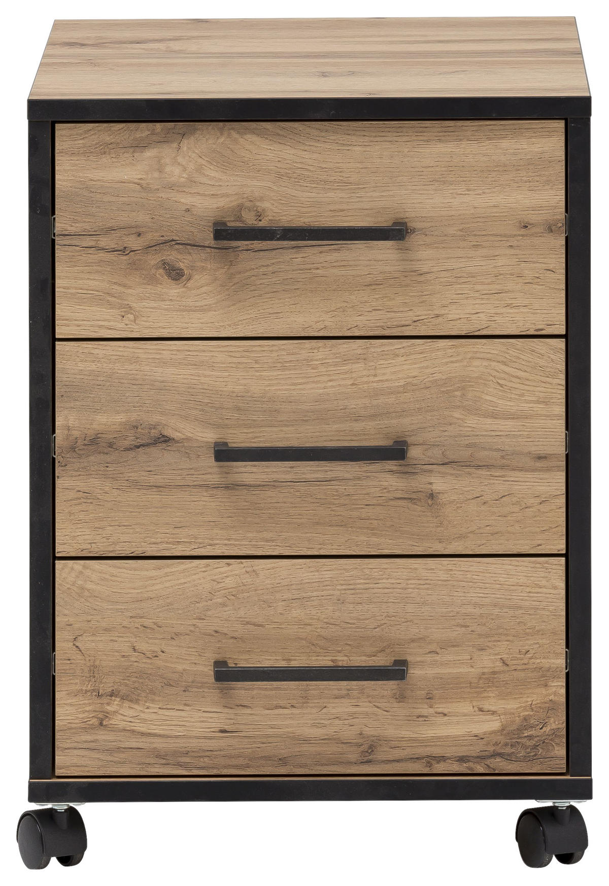 ROLLCONTAINER Eichefarben  - Eichefarben/Schwarz, KONVENTIONELL, Holzwerkstoff/Kunststoff (40,1/57/50cm) - MID.YOU