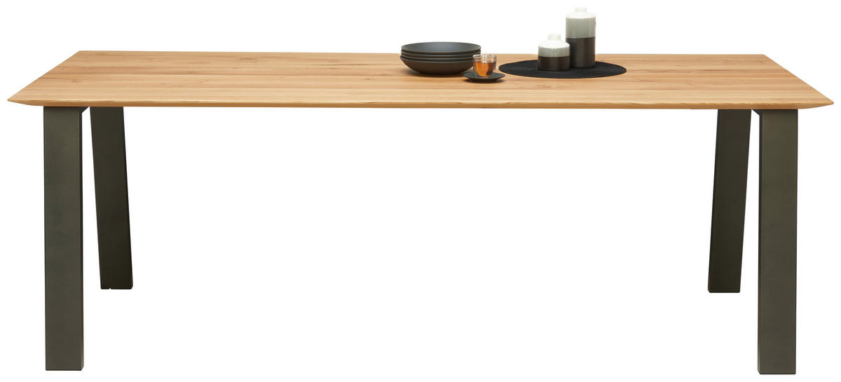 TABLE bois, métal 220/100/77 cm  - couleur de chêne/anthracite, Design, métal/bois (220/100/77cm) - Bert Plantagie