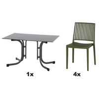 GARTENGARNITUR 5-teilig  - Anthrazit/Grün, Basics, Holzwerkstoff/Kunststoff (80/80/120cm) - Siena Garden
