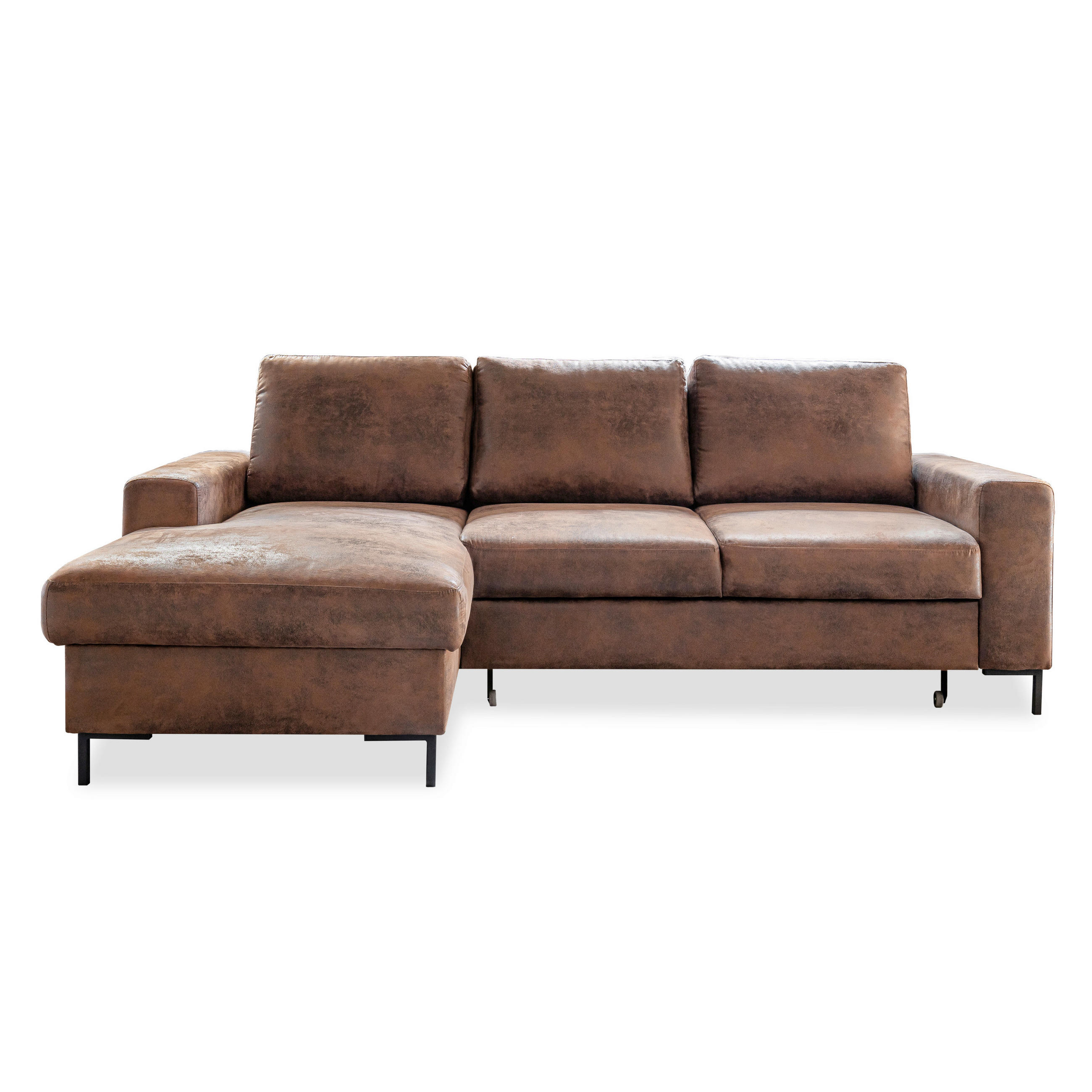 ECKSOFA Lofty Lilly Braun Rückenkissen, Bettkasten, Schlaffunktion  - Schwarz/Braun, MODERN, Textil/Metall (149/236cm) - MID.YOU