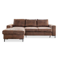 ECKSOFA Lofty Lilly Braun Rückenkissen, Bettkasten, Schlaffunktion  - Schwarz/Braun, MODERN, Textil/Metall (149/236cm) - MID.YOU