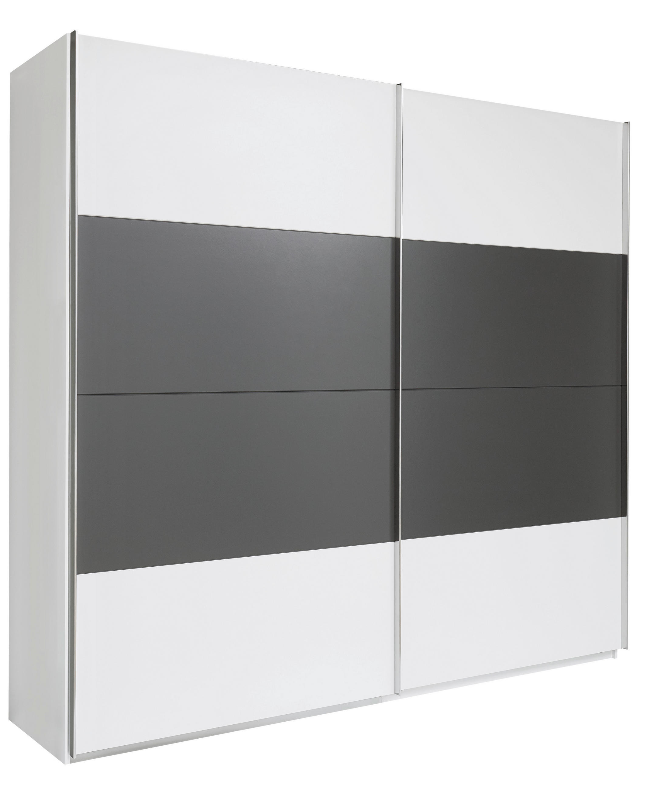SCHWEBETÜRENSCHRANK 240/226/64 cm 2-türig Weiß, Dunkelgrau  - Dunkelgrau/Alufarben, Design, Holzwerkstoff/Metall (240/226/64cm) - Xora