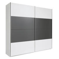 GARDEROB MED SKJUTDÖRRAR 240/226/64 cm 2-dörrar - vit/mörkgrå, Klassisk, metall/trämaterial (240/226/64cm) - Xora