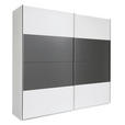 SCHWEBETÜRENSCHRANK 240/226/64 cm 2-türig Weiß, Dunkelgrau  - Dunkelgrau/Alufarben, Design, Holzwerkstoff/Metall (240/226/64cm) - Xora