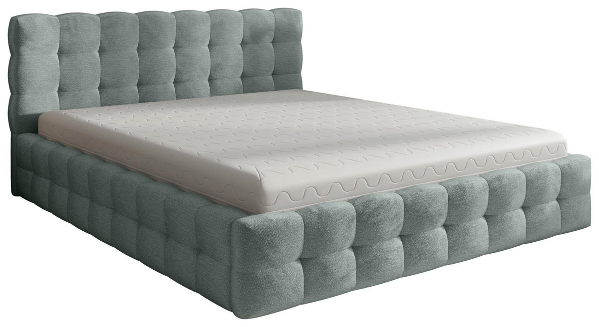 POLSTERBETT 160/200 cm,  in Hellgrau, gepolstertes Kopfteil, Lattenrost, Bettkasten,  - Hellgrau/Schwarz, MODERN, Holz/Kunststoff (160/200cm) - Chameo