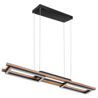 ZÁVESNÉ LED SVIETIDLO, 100/14/120 cm - čierna/opálová, Design, kov/kompozitné drevo (100/14/120cm) - Globo