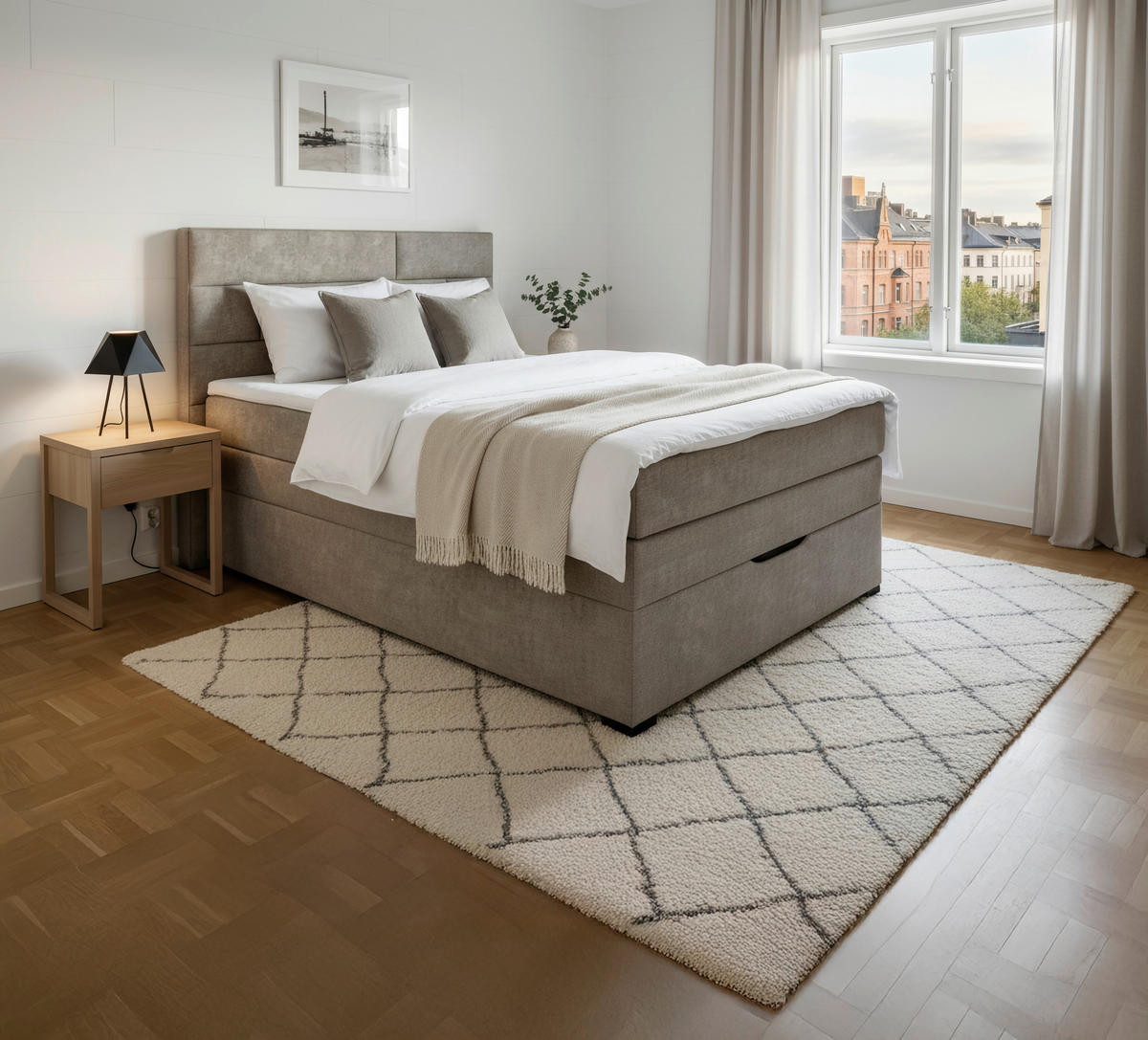 BOXSPRINGOVÁ POSTEĽ, 120/200 cm, taupe - farba wenge/taupe, Konventionell, drevo/textil (120/200cm) - Carryhome